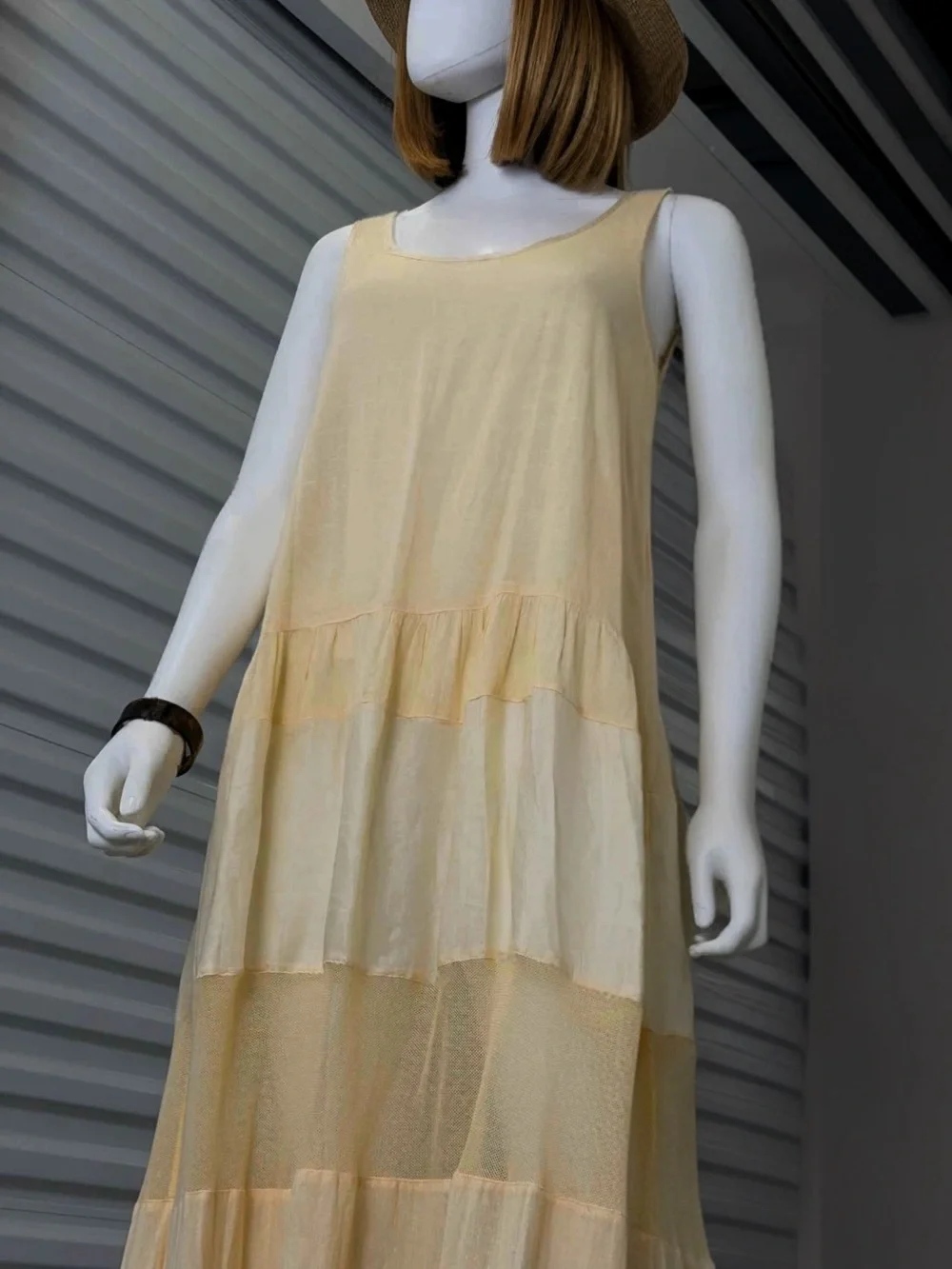 Free People Size Small Meet Me At The Sunset MIdii Soft Yellow Sleeveless - Picture 7 of 13